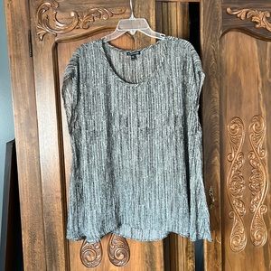 Eileen Fisher 100% Silk Top, Black Pattern